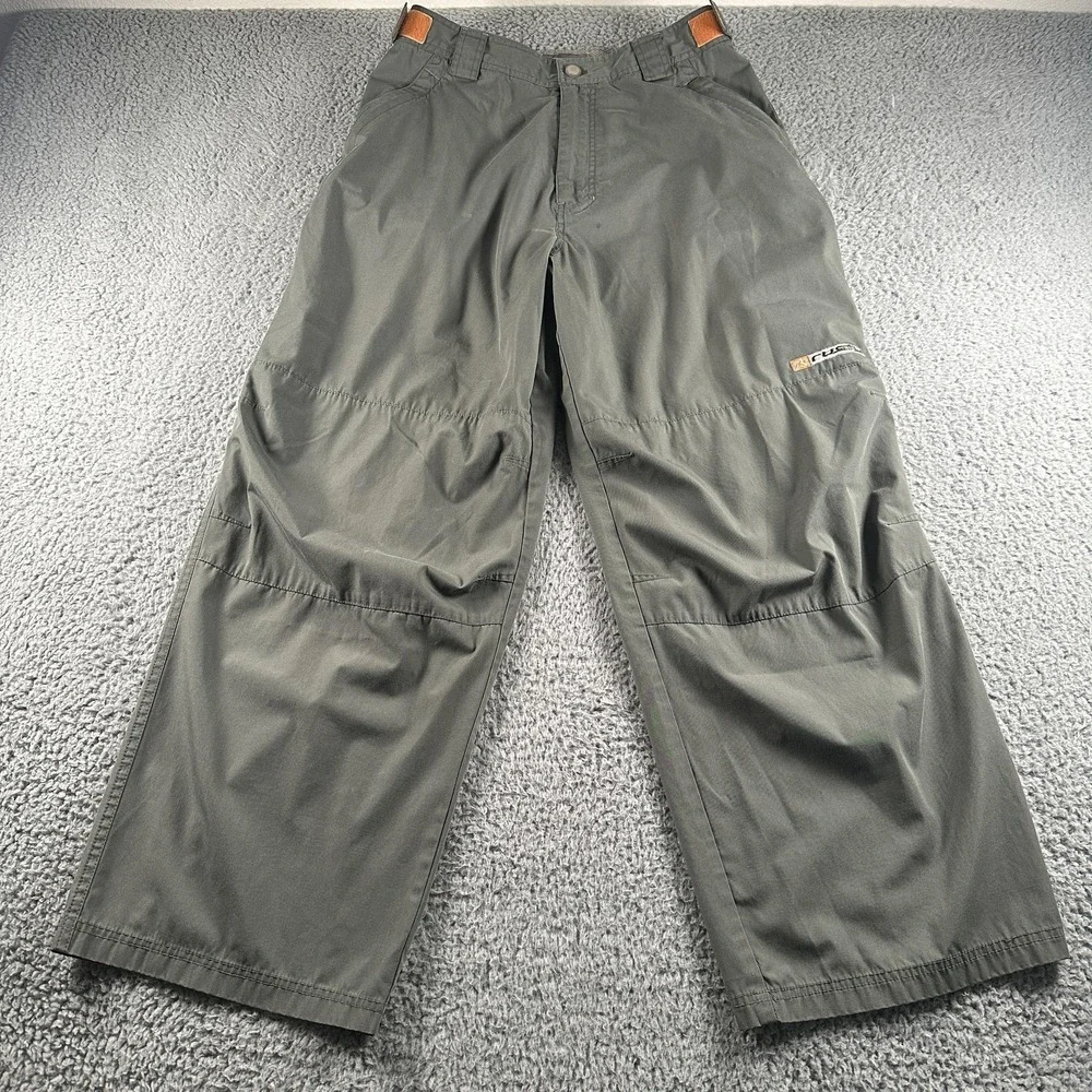 Vintage Rusty Tech Pants Mens 34(32 Fit) Green‎ Baggy Parachute Y2K Wide Leg